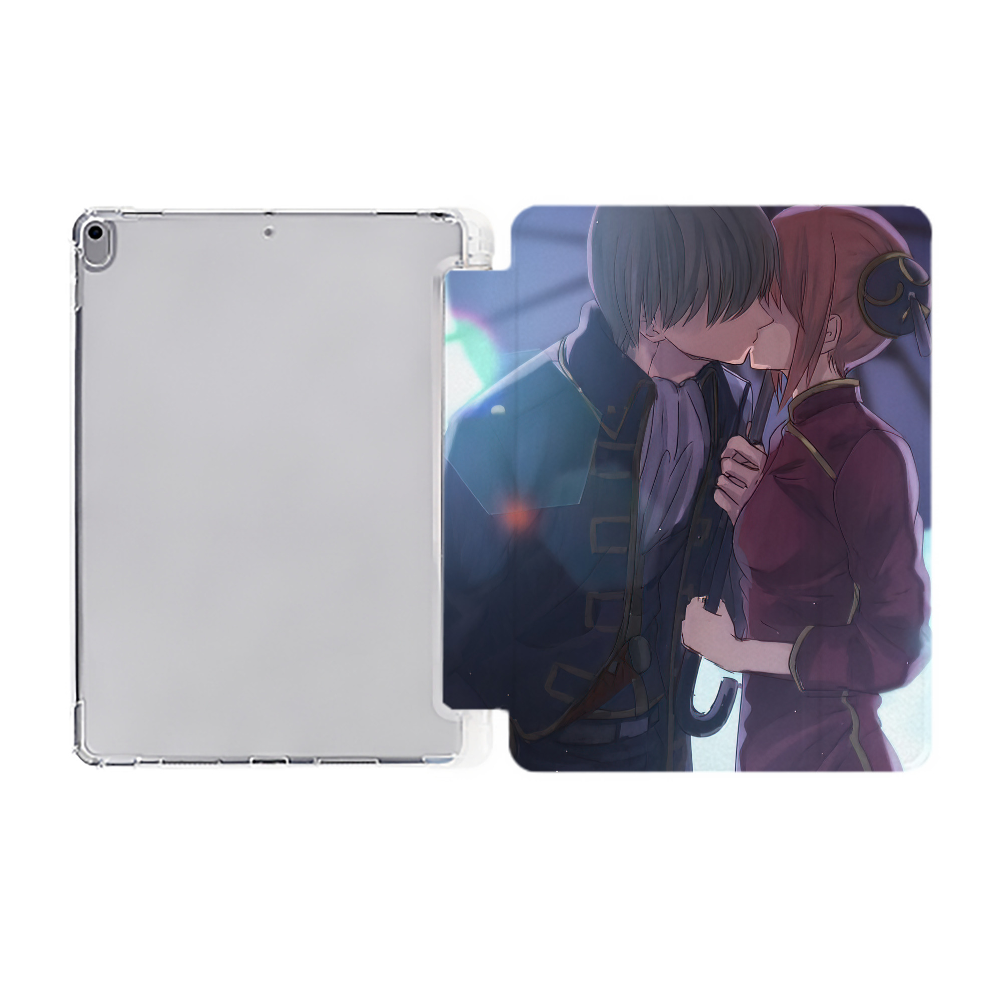 ぎんたま 坂田銀時（さかたぎんとき） 神楽 志村新八（しむら しんぱち） GINTAMA Sakata Gintoki Kagura Shimura Shinpachi IPad ケース ペン収納付き 三つ折りスタンド PUレザー×シリコン 対応機種9.5/10.5/10.9インチ